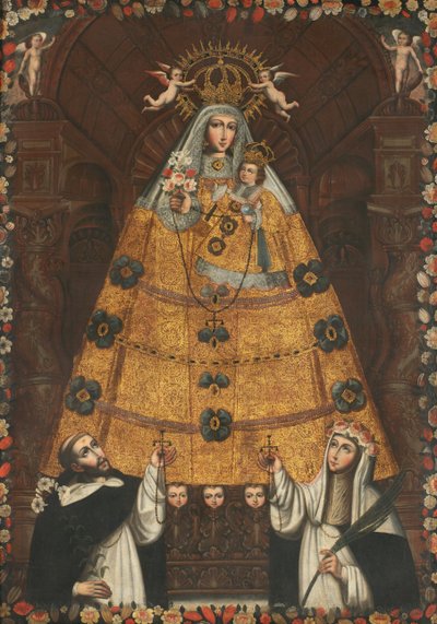Our Lady of the Rosary with Saint Dominic and Saint Rose by Cuzco School